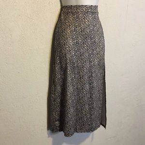 New Slit Retro Animal Print Slinky Mid Skirt 28" W